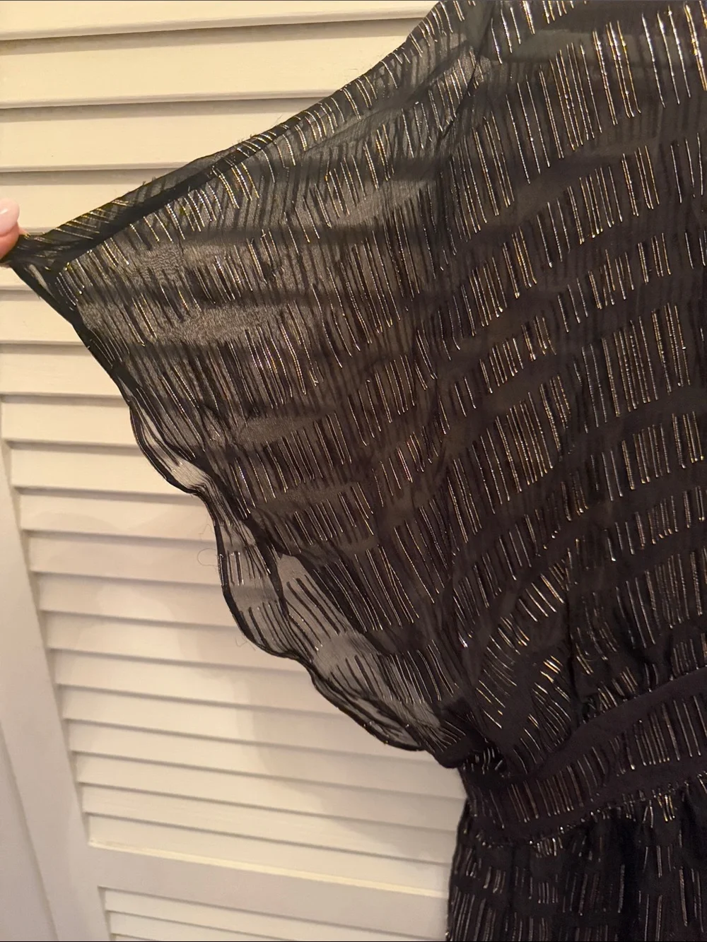 Gottex Sheer S himmer Black Tie-Front silk Cover-Up Dress L
